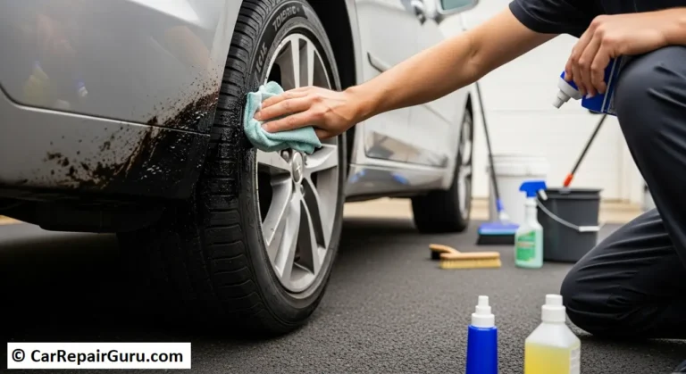removing road tar car