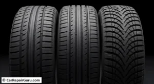 Comparison of tire tread patterns showing the difference between all-season and winter tires when checking your tire tread