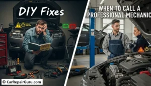 Professional mechanic performing diagnostic scan on vehicle to interpret dashboard warning lights symbols