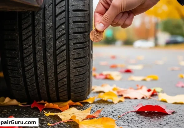 check tire tread autumn