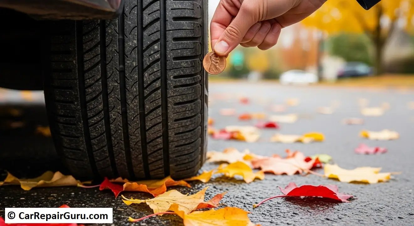check tire tread autumn